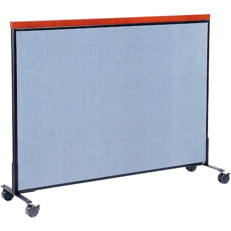 Interion By Global Industrial Interion Mobile Deluxe Office Partition Panel, 60-1/4inW x 46-1/2inH, Blue 694973MBL